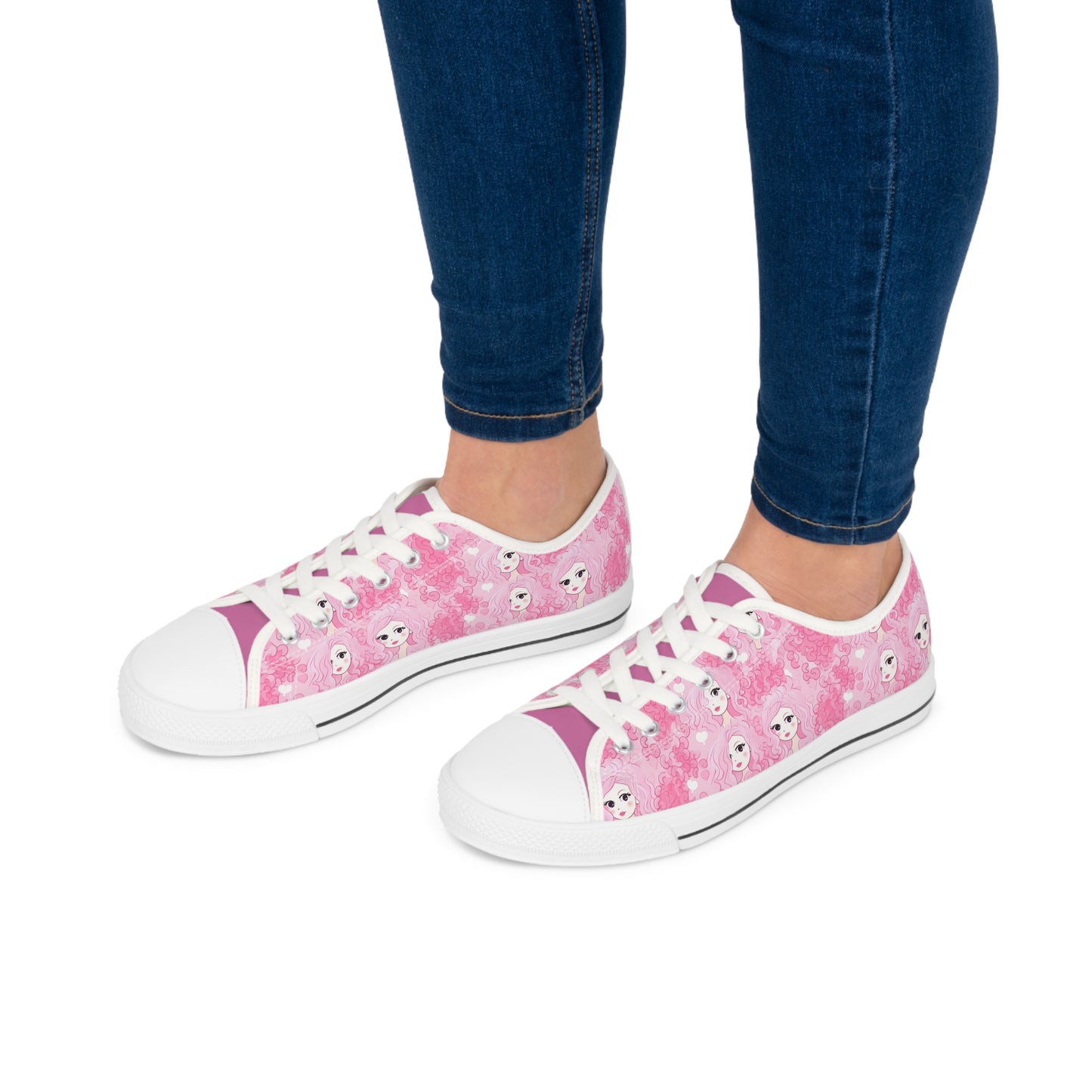 A pair of Pretty in Pink Women's Low Top Sneakers