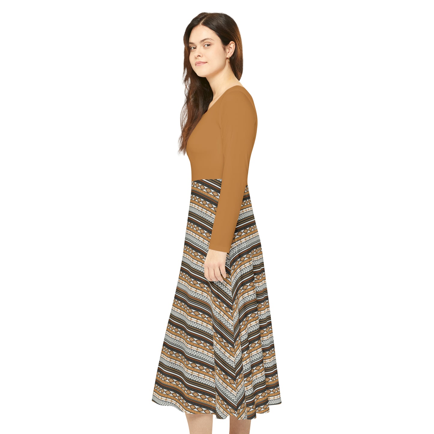 Mojave Sand Women's Long Sleeve Dance Dress (AOP)