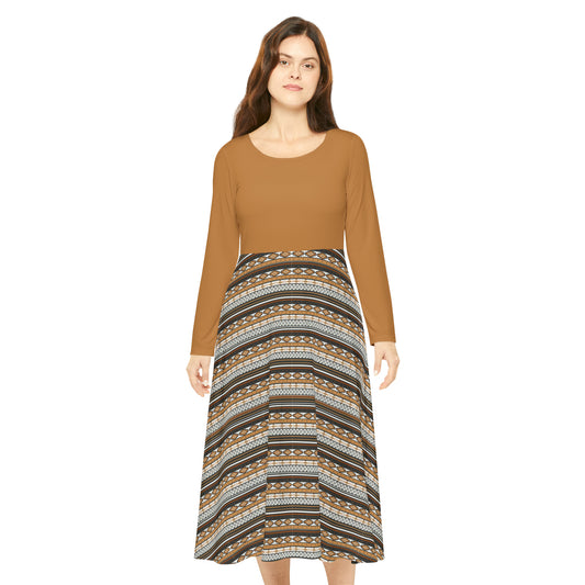 Mojave Sand Women's Long Sleeve Dance Dress (AOP)