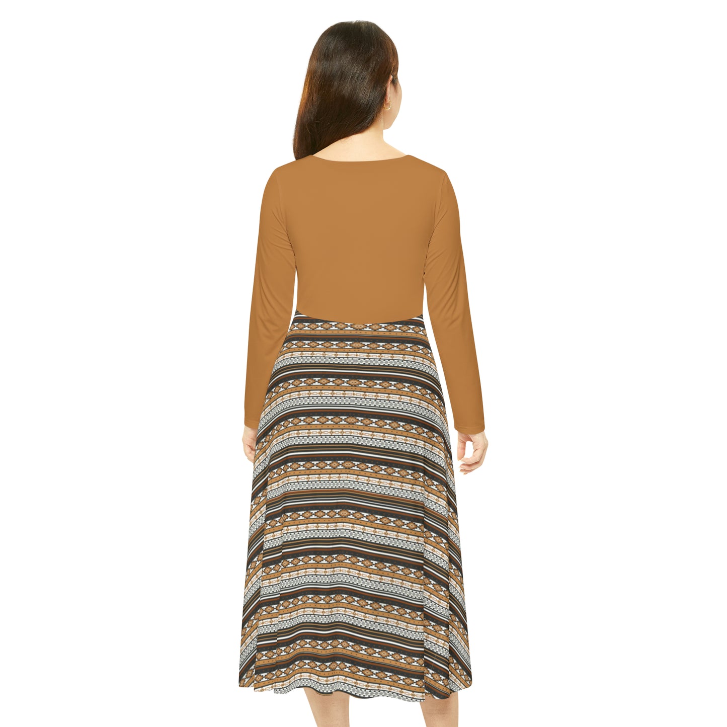 Mojave Sand Women's Long Sleeve Dance Dress (AOP)